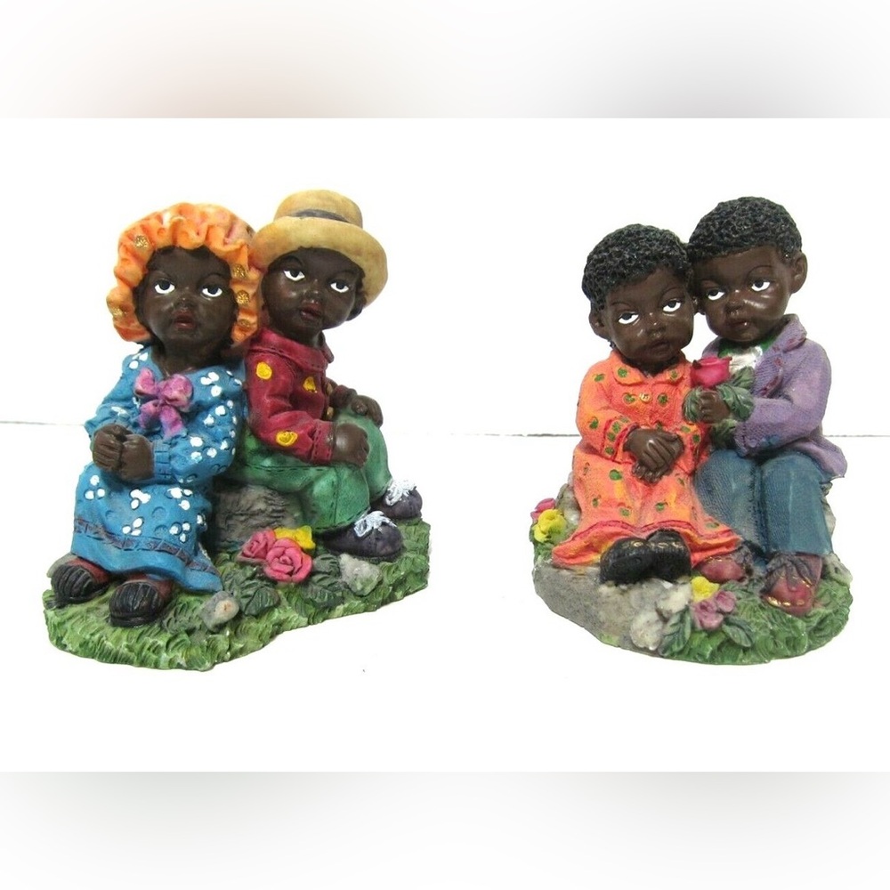 ✨ STUNNING✨ Vintage All God's Children 2PC Figurine African American Collectable